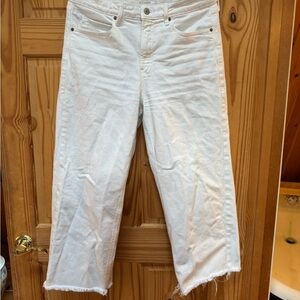 Old Navy White Cropped Raw-Hem Jeans